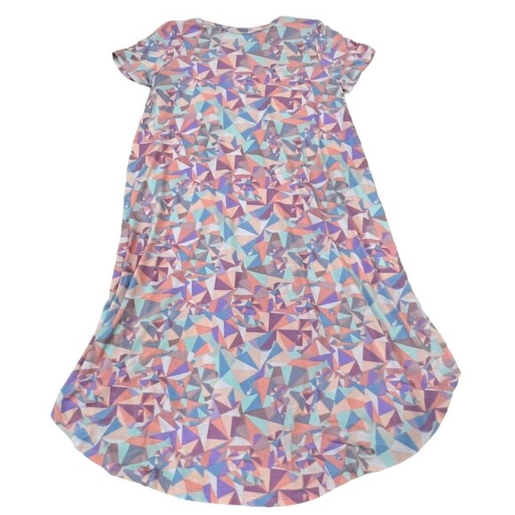 LuLaRoe Scarlett High Low Girls Geometric Print Dress With Pocket Size 10 - Picture 2 of 6